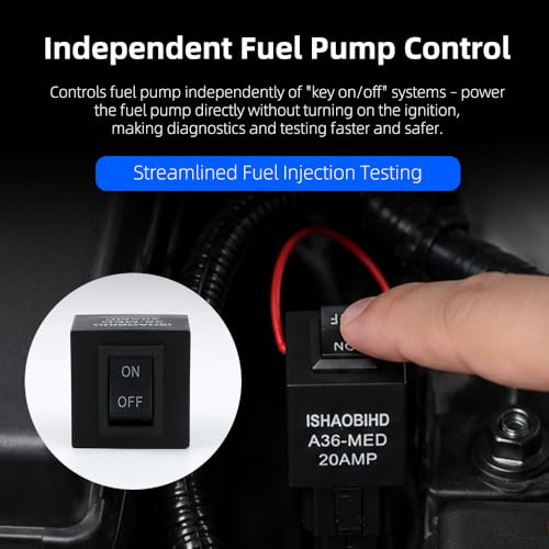 Fuel Pump Relay Bypass Master Kit - 6PCS Relay Bypass Switch Set with Current Test Lead for Fuel Pressure Testing and Electrical Diagnostics