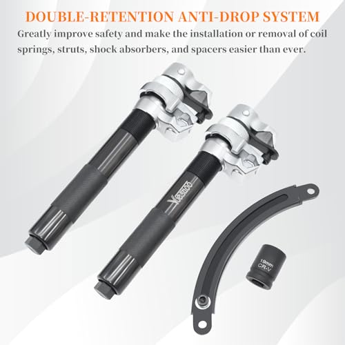 Coil Spring Compressor Tool, Max Load.2700LB | Automotive Heavy Duty Macpherson Strut Spring Compression Set with Extendable Safety Bracket for Car ATVs Trucks