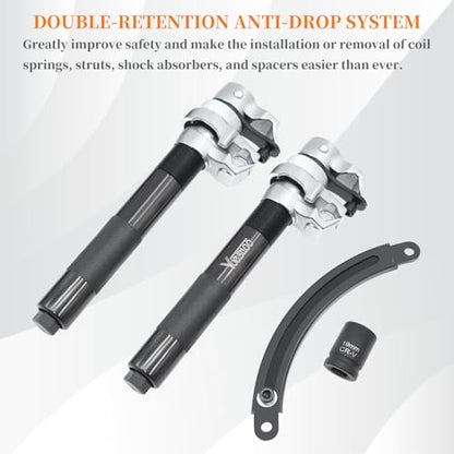Coil Spring Compressor Tool, Max Load.2700LB | Automotive Heavy Duty Macpherson Strut Spring Compression Set with Extendable Safety Bracket for Car ATVs Trucks