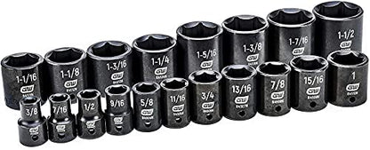 GEARWRENCH 19 Pc. 1/2" Drive 6 Pt. Standard Impact Socket Set, SAE - 84932N (Pack of 3) - size: 1/2" (Pack of 3), style: 19-piece kit