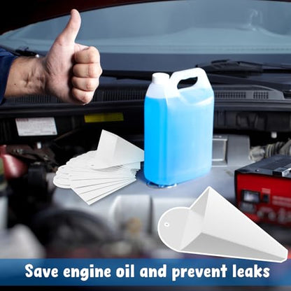50 Pack Disposable Oil Funnel 8 oz Paper Oil Funnel for Motor Engine for Automotive Oils and Other Liquids - size: 8 oz