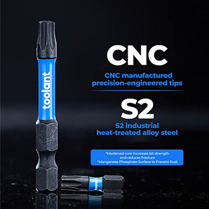 Toolant 1' Impact Torx Bits 50 Pack (T15), 1/4' Hex-Shank S2 Steel Screwdriving Star Bits, CNC Machined Tips, with Storage Box - size: T15(1"*50pcs)