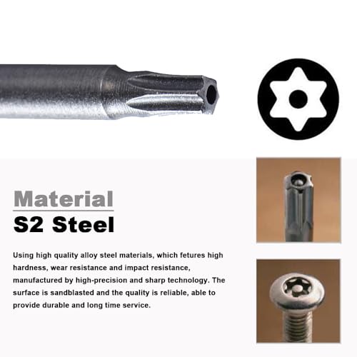 VESTTIO Security Torx Bit Set 11PCS 1/4 Inch Hex Shank 4 Inch/100 mm Length S2 Steel Extended Tamper Proof Star Bit Set with Magnetic for Power Screwdriver Drill Impact Driver - size: T6-T40/4 inch