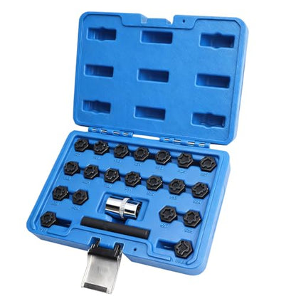 Gickbussu 22PCS Locking Lug Nut Key Set for VW Audi | Anti-Theft Wheel Lock Removal Kit, Covers 521-540 Patterns, Adapter & Punch Included, for Mechanics and DIY