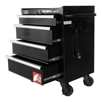 Olympia Tools 27-Inch Rolling Tool Cabinet with 4 Drawers - Mobile Tool Chest with Ball Bearing Slides and Fully Extendable Drawers for Garage Storage - size: 27-Inch Rolling Tool Cabinet
