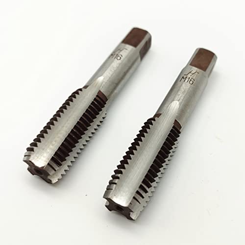 AtticZone M16 x 2.0 Metric Hand Thread Tap, Right Hand, Alloy Tool Steel, 1 Taper Tap, 1 Plug Tap for Metal Working DIY Industrial - size: M16x2.0