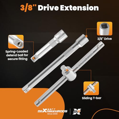 maXpeedingrods 23-Piece Drain Plug Socket Set, 3/8" Drive Oil Drain Plug Key for Back Axle, Differential, Gearboxe & Engine Oil Sump