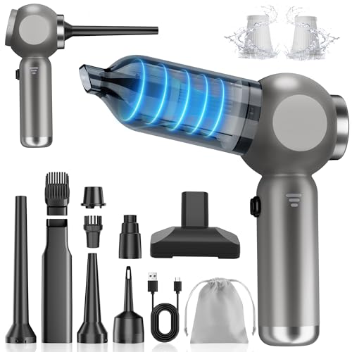 Portable Car Vacuum Cleaner High Power 17500Pa, Lightweight Mini Vacuum Cleaner, Hand Held Vacuum with LED 3-Speed Display, Multiple Attachments, Car Cleaning Kit Interior, Ideal Gift for Cars Owners - color: Light Gray
