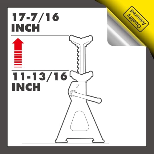 STRONGHOLD 3-Ton (6,000 LB) Safety Pin Ratchet Jack Stands – Heavy-Duty Steel Construction | Enhanced Safety Locking Pin | Sold as a Pair