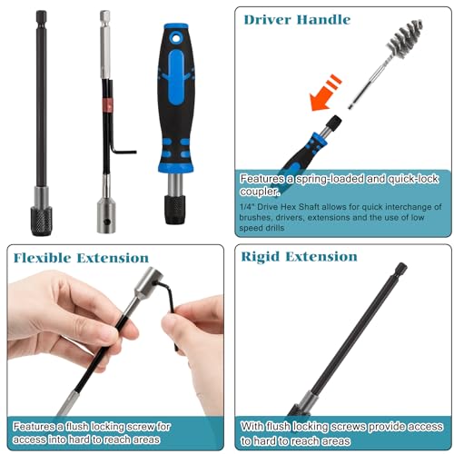 Professional Diesel Injector Brush Cleaning Kit 8090S | Compatible with All Cylinder Heads Stainless Steel