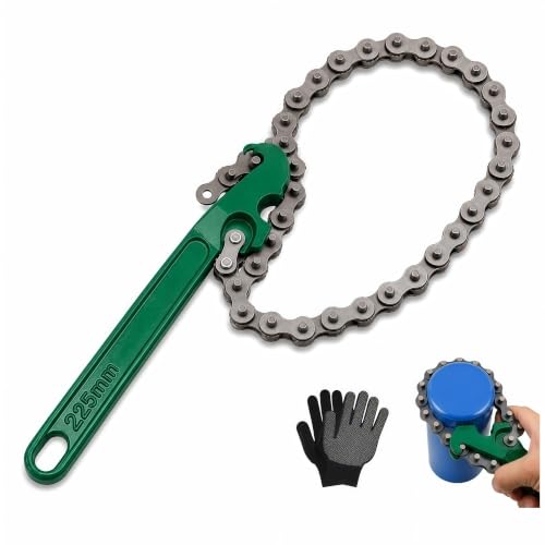 9 Inch Heavy Duty Chain Wrench, Reversible Chain Oil Filter Wrench, Adjustable Carbon Steel Sturdy Pliers Fits 1.5 Inch to 5 Inch Diameter for Pipe Car Repair - size: 9
