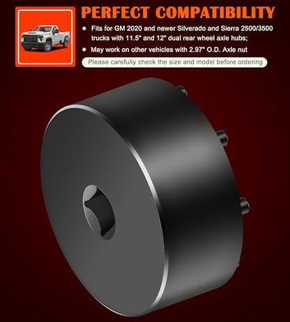 Bonbo 31510 Axle Nut Socket - 9 Pin Hub Nut Socket Fits for GM 2020+ Silverado and Sierra 2500/3500 Trucks with 11.5" and 12" Dual Rear Wheel Axle Hubs, 1/2" Drive