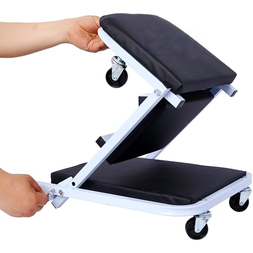 LuckyNote Mechanic, Garage Gift, 36" Z Creeper Seat, 2 in 1 Mechanic Gifts, 300 lbs Capacity, Low Profile Creeper with 6 pcs Wheels in Garage/Shop for Fathers Day Tool Gift (Black) - color: Black