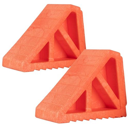 Wheel Chocks 2-Pack - Parking Block Set with 3 Ton Capacity - Wheel Chocks for RV Trailer, Motorcycle, Camper, Trucks, or Cars by Stalwart (Orange)