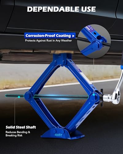 Orion Motor Tech 2 Ton Scissor Jack, 15 pc. Car Scissor Jack Kit for Sedan SUV MPV with Ratchet Wrench Drill Sockets, 4409 lb. Portable Car Jack and Stand Kit, Heavy Duty Car Jack for Tire Changing - style: Single Tooth