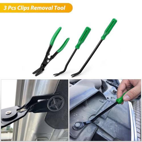 GOOACC 88Pcs Trim Removal Tool, Auto Push Pin Bumper Retainer Clip Set Fastener Terminal Remover Tool Adhesive Cable Clips Removal Kit Car Panel Radio Removal Auto Clip Pliers, Green - color: 88Pcs Clips Removal Kit Green