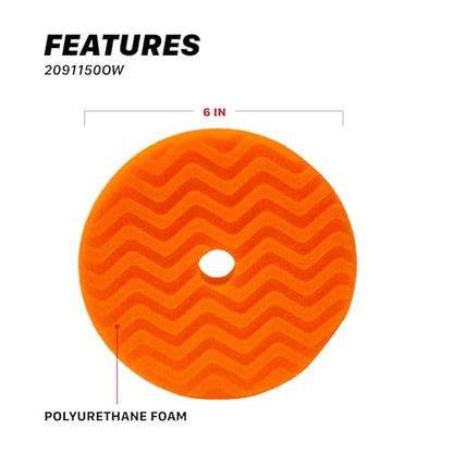 Maxshine 6” Universal Orange AIO Foam Cutting Pad | All-in-One Polishing Pad with Hook & Loop Backing | Light Cutting, Polishing & Finishing Pad | DA & Rotary Polisher Compatible - size: 6"