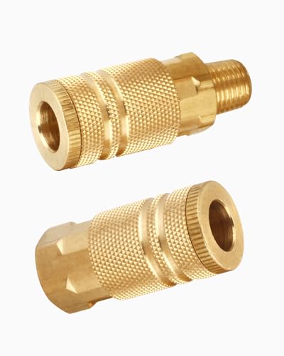 Coupler and Plug Kit, 1/4 Inch NPT, Solid Brass | 14 Piece, Industrial Type D, Quick Connect Air Fittings Set - size: 1/4 inch NPT Coupler and Plug Kit, 14 Piece