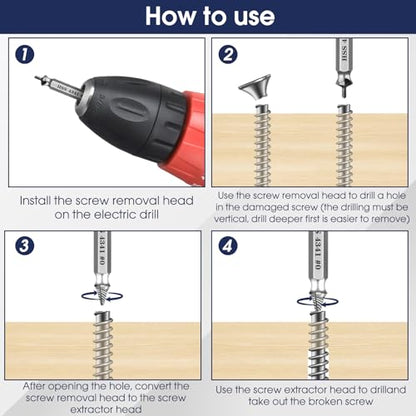 6Pcs Screw Extractor Set – Bolt Remover for Stripped & Rusty Screws | HSS 4341 Steel, 63 HRC Hardness, Fits 3-12mm, Easy 2-Step Use, Durable Case Included, for Mechanics & DIY, Silver - color: Silver