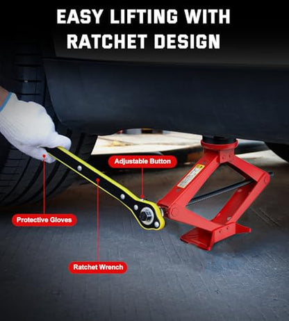 Car Jack Kit 2.5 Ton Scissor Jack for Tesla Model Y Model 3/S/X, Red Tesla Jack Kit with Tesla Pucks - color: Red