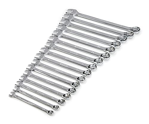 Steelman Pro 16-Piece Metric 6-Point Combination Wrench Tool Set, Durable Steel with Full Polish Chrome, Stamped Size Callouts - size: 16-Piece Metric Wrench Set