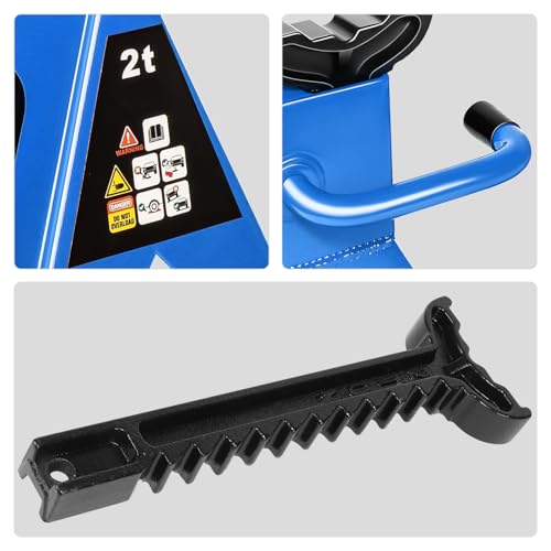 PM PERFORMOTOR Low Profile Hydraulic Trolley Service/Floor Jack Combo with 2 Ratchet Jack Stands, 2 Ton (4000 lbs) Capacity, Blue, PM-TOL-FJ3P-BL - color: Blue