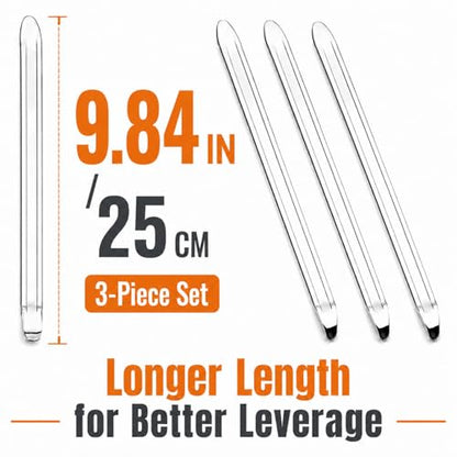 3Pcs Heavy Duty Tire Levers, 9.84" Long Motorcycle & Bike Tire Spoon Replacement Tool Set - Galvanized Steel Rim Protector Irons for Dirt Bike, Scooter, ATV, Mountain Bike Repair