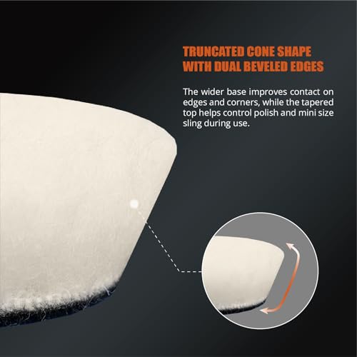 SPTA 10 Pack 1 Inch/25mm T160 White Heavy Cut Wool Polishing Pads, Removes 1200–1500 Grit Sanding Marks, Deep Scratches, Orange Peel & Oxidation for Automotive Detailing For Mini Car Polisher-WP101-10 - color: 10 Pack 1 Inch White T120 Heavy Cut Wool Pad,