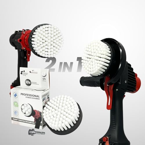 Premium Drill Brush Professional– 2in1 for Drills & Angle Grinders Extra-Soft 4in White | Scratch-Free Cleaning Brush for Carpet, Upholstery, Leather Seats, Glass, Furniture and Car Interior - color: White