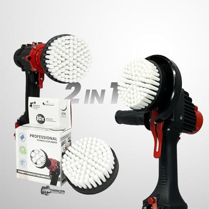 Premium Drill Brush Professional– 2in1 for Drills & Angle Grinders Extra-Soft 4in White | Scratch-Free Cleaning Brush for Carpet, Upholstery, Leather Seats, Glass, Furniture and Car Interior - color: White