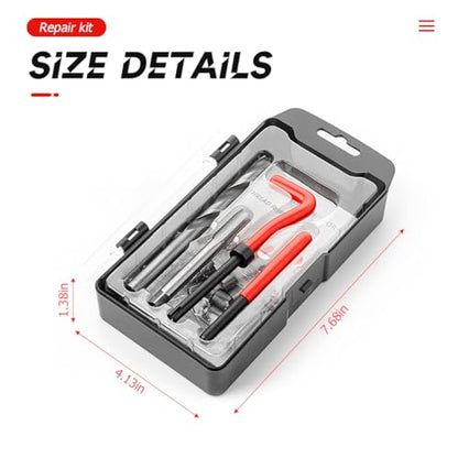 BELOMI Helicoil Thread Repair Kit, Metric and SAE Repair Tools with HSS Drill Bit and Thread Inserts, Auto Repairing Tool for Damaged Thread M10 x 1.25 mm Size, Universal Car Accessories - size: M10