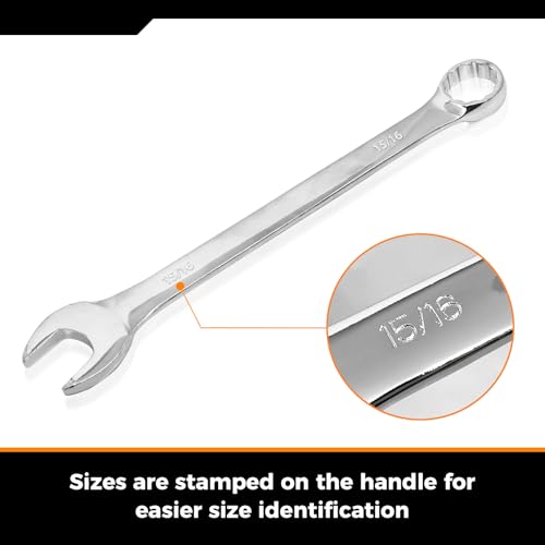 Der Erwachte Large Wrench Set with Rolling Pouch, SAE, 6-Piece, 15/16″, 1″, 1-1/16″, 1-1/8″, 1-3/16″, 1-1/4″, 12 Point, Chrome Vanadium Steel - size: 6 Piece Sae 23.81-31.75mm