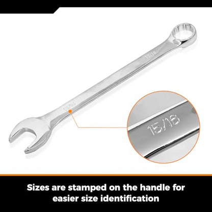 Der Erwachte Large Wrench Set with Rolling Pouch, SAE, 6-Piece, 15/16″, 1″, 1-1/16″, 1-1/8″, 1-3/16″, 1-1/4″, 12 Point, Chrome Vanadium Steel - size: 6 Piece Sae 23.81-31.75mm