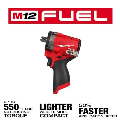 2563P-20 for Milwaukee M12 FUEL 1/2" Impact Wrench w/Pin Detent Length 4.9 in Width 2.4 in Height 7.2 in - NEW