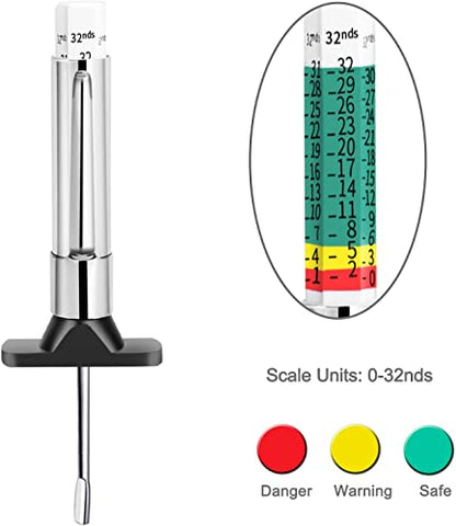 GODESON 88702 Smart Color Coded Tire Tread Depth Gauge Pack of 2 with GODESON Dual Head Tire Pressure Gauge,Heavy Duty Tire Pressure Gauge Range 10-150PSI; 1-10Bar,Dual Head Truck Air Pressure Gauge