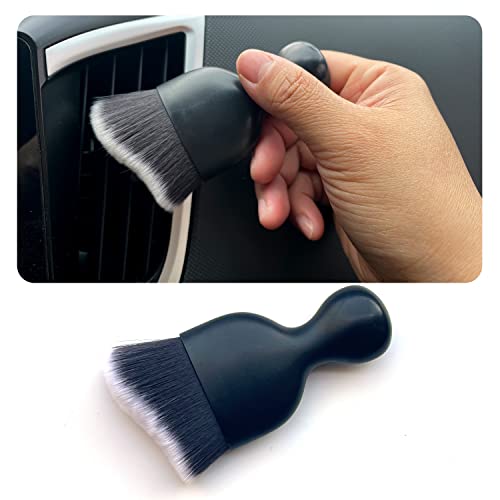 Car Interior Detailing Brush 1PC,Car Brushes for Detailing Interior,Soft Car Detailing Brush,Universal Car Brush Tool(Black+White) - color: Black+White