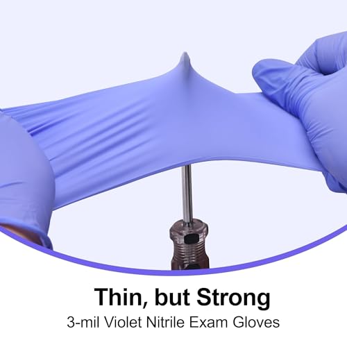 SwiftGrip Disposable Nitrile Exam Gloves, 3mil, XS, Box of 100, Violet Nitrile Gloves Disposable Latex Free for Medical, Cleaning, Cooking & Esthetician, Food-Safe, Powder-Free, Purple, Non-Sterile - size: X-Small
