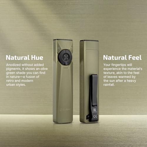 OLIGHT Arkfeld Ultra EDC Flat Flashlight Rechargeable, OAL, Olive-Green NW | Green Beam,UV Light, White LED, 1400 Lumens, Compact Magnetic Pocket Flashlight for Emergency Inspection Working - style: Netural White (4000k~5000K)