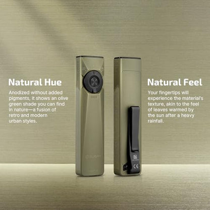 OLIGHT Arkfeld Ultra EDC Flat Flashlight Rechargeable, OAL, Olive-Green NW | Green Beam,UV Light, White LED, 1400 Lumens, Compact Magnetic Pocket Flashlight for Emergency Inspection Working - style: Netural White (4000k~5000K)