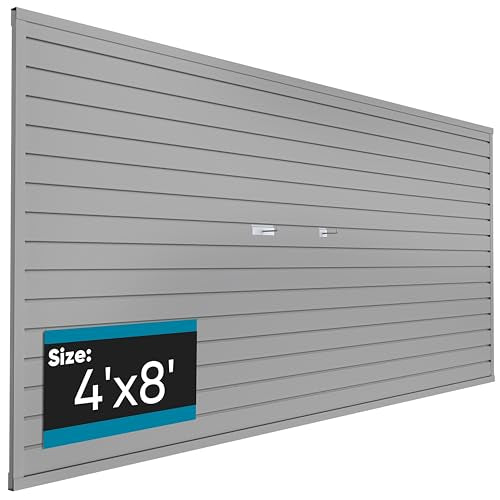 Brakki Slat Wall Paneling 4x8 Ft, Slatwall Garage Organizer Storage System | PVC Slatwall Panels, Garage Organization Product, Heavy Duty Wall Mounted, Tool Storage for Home, Grey - color: Grey, size: 4x8 Ft