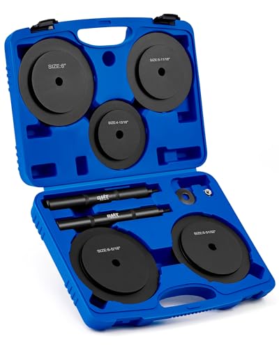 OMT Truck Hub Seal Installer Kit Compatible with Class 7 8 Trucks | 9pc Bearing Race and Seal Driver Set with Large Race and Seal Drivers for Truck Hub Seal Installation, Black - size: 4-13/16 to 6-5/16 in.