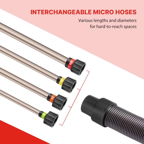Shop-Vac Long Reach Flexible Micro Hose Set, Flexible Shop Vac Attachments with Universal Fit Adapter from 1-1/4”, 1-1/2”, 1-7/8”, 2-1/2”, Ideal for tight spaces, crevice corners and dryer vent