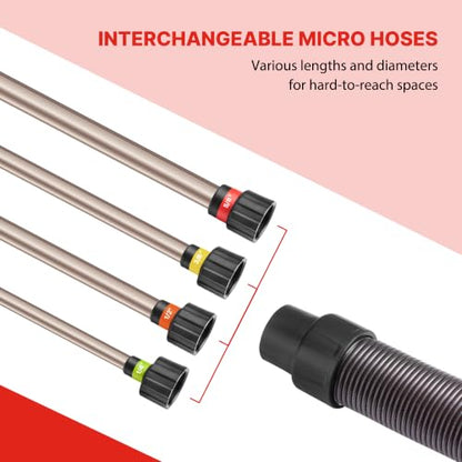 Shop-Vac Long Reach Flexible Micro Hose Set, Flexible Shop Vac Attachments with Universal Fit Adapter from 1-1/4”, 1-1/2”, 1-7/8”, 2-1/2”, Ideal for tight spaces, crevice corners and dryer vent