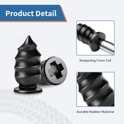 60 PCS Tire Repair Rubber Nail Kit, Vacuum Tire Repair Kits Spiral Rubber Screws, Fast Self-Service Tool for Car, Truck, Motorcycle, Tractor Tire Puncture Repair (Box Packaged)
