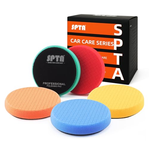 Buffing Polishing Pads, SPTA 5Pcs 4.5 Inch Face for 4 Inch 100mm Backing Plate Mix Cutting force Buffing Pads Cutting Polishing Pad Kit For Car Buffer Polisher Compounding,Polishing, Waxing-FPTFS4-MIX - size: 4.5 Inch