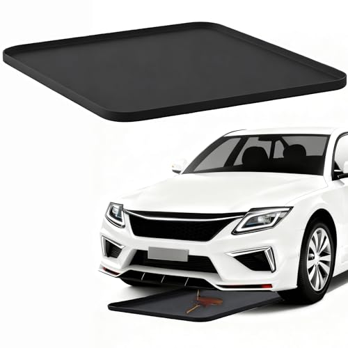 Oil Drip Pan for Under Car, Oil Spill Mat for Garage Floor Waterproof Driveway Outdoor Oil Drip Tray Silicone Oil Drip Pan No Splatter Non-Slip Oil Catch Pan Easy to Clean Reusable - color: Black