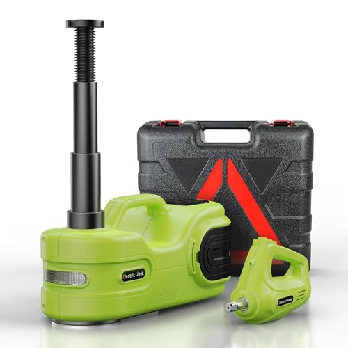 Electric Car Jack Kit 5T 12V Hydraulic Tire Jack with Double Cylinder Air Pump & LCD Touch Screen & Impact Wrench Portable Car Lift for Tire Changes and Roadside Emergencies - color: Upgrade Double Air Pump