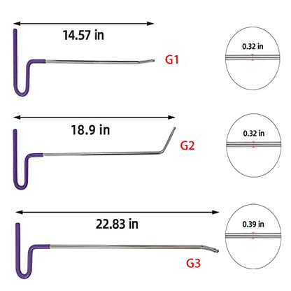 CYGOODS 22 Pcs Car Dent Repair Rods, Hard Spring Steel Dent Rods, Dent Repair Tools, Professional Hail Dent Removal Tool for Minor Dents, Door Dings,Hail Damage,Linear Dent and Large Dent