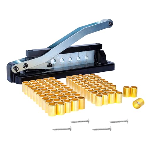 Heavy Duty Standard Hose Crimper, 3/8 Air Hose Repair Kit with Crimper 50 x 0.593" Id & 50 x 0.656" Id–Fits 1/4", 5/16", 3/8" PVC, Ferrule Crimping Tool Kit (100 Ferrules), Air Hose Crimping Tool