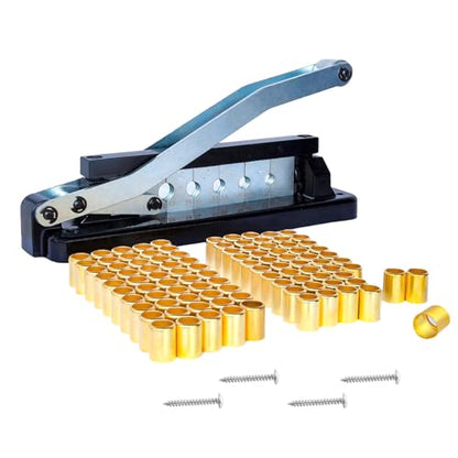 Heavy Duty Standard Hose Crimper, 3/8 Air Hose Repair Kit with Crimper 50 x 0.593" Id & 50 x 0.656" Id–Fits 1/4", 5/16", 3/8" PVC, Ferrule Crimping Tool Kit (100 Ferrules), Air Hose Crimping Tool